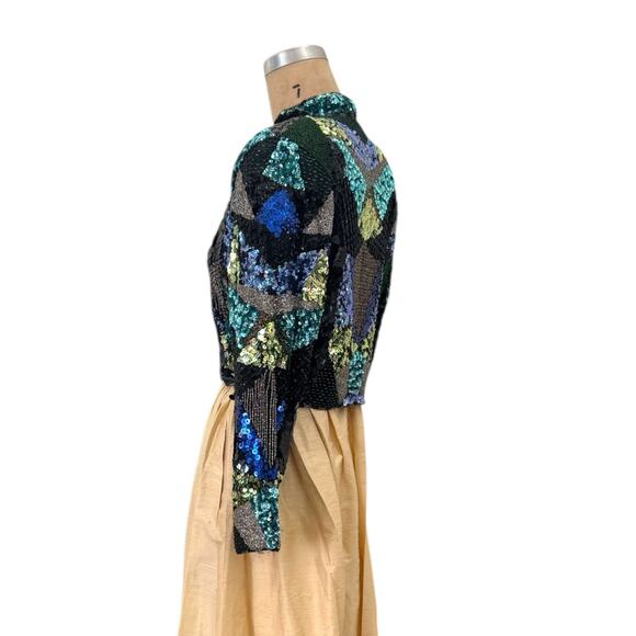 Vtg Beaded Sequin Silk Top Crop Jacket‎ Bolero Profuse Layers Size S/M - Picture 6 of 9